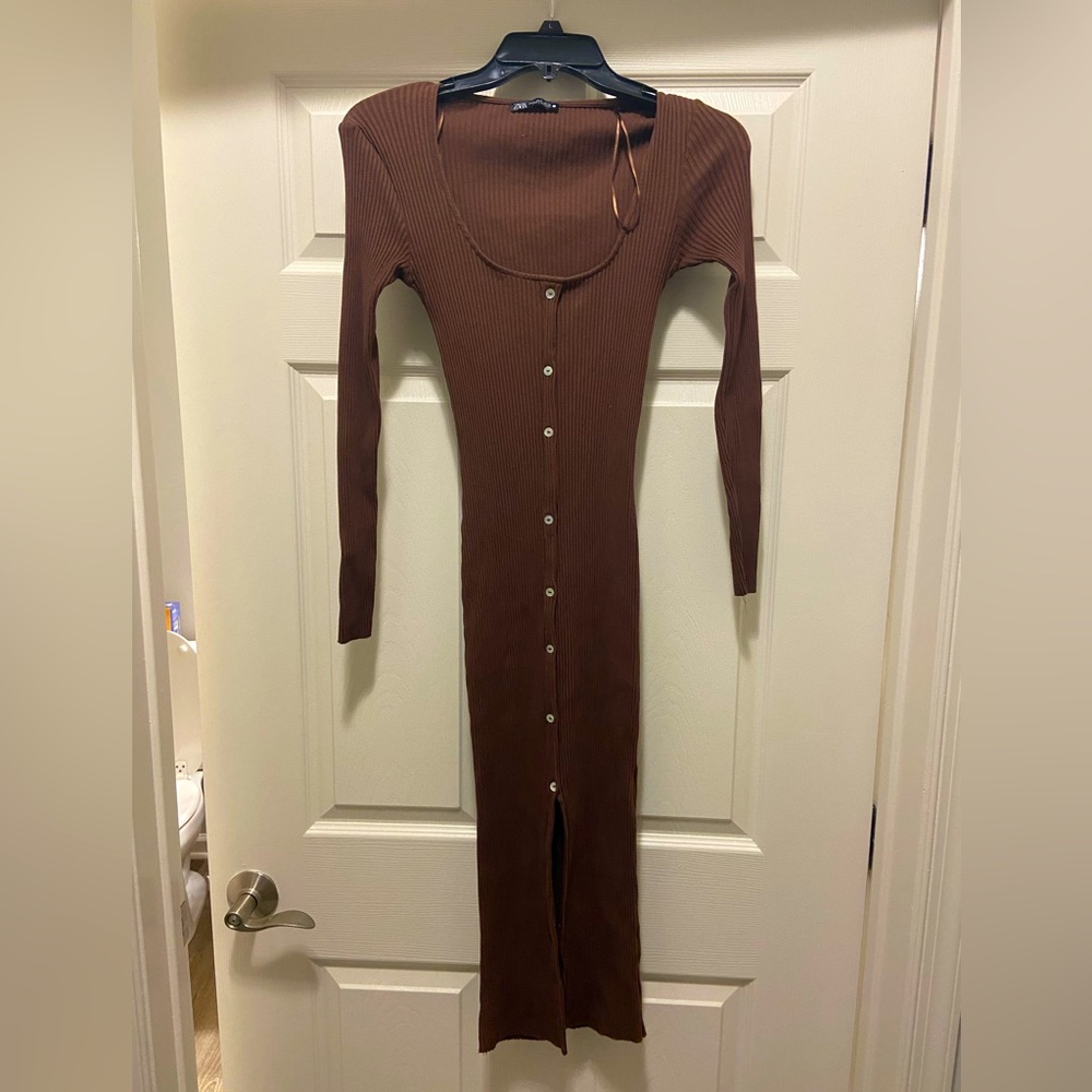 Zara midi brown dress